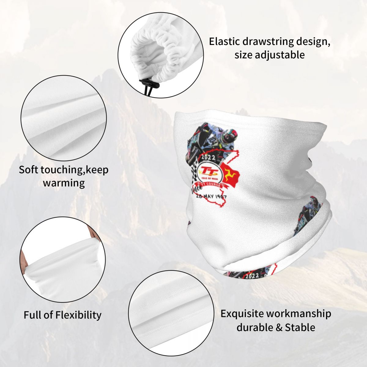 Isle Of Man TT Races Penutup L - Neck Gaiter Face Cover ulasan dan harga